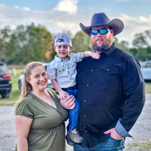 Ty Fowler with his parents, Rick and Lindsay Fowler.